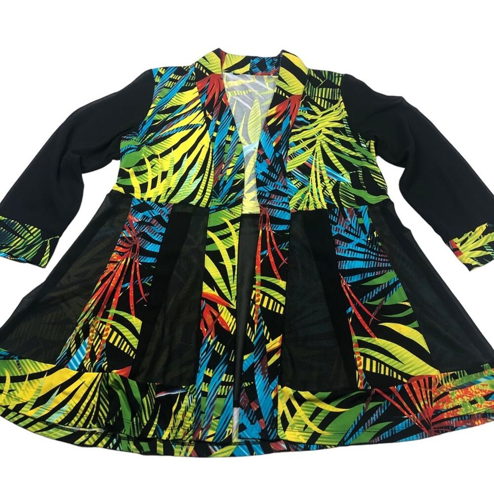 Ali Miles semi sheer tropical duster/cardigan small